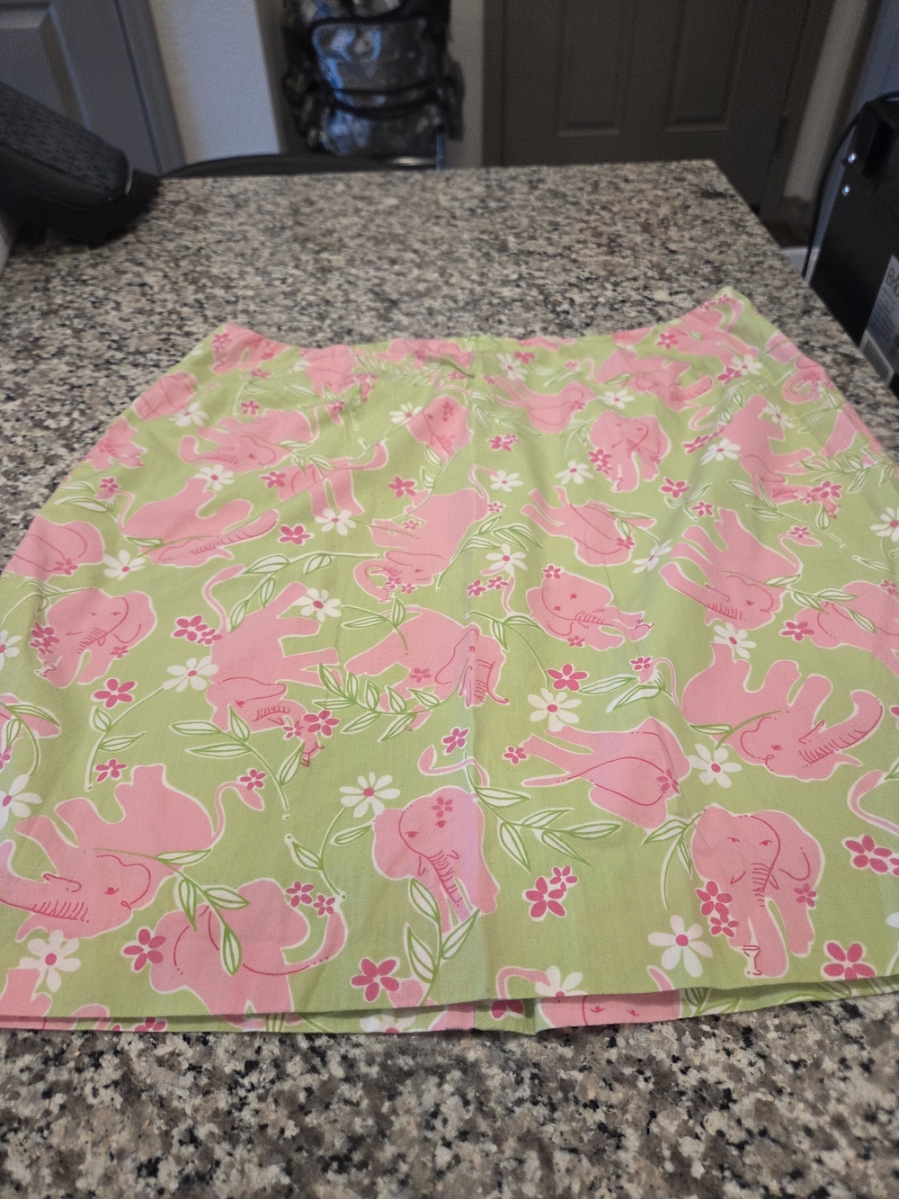 Lilly Pulitzer Pink Elephant Print Skirt - Green Background- Size 14